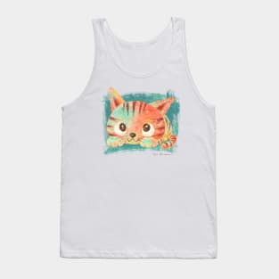 Smiling kitten lying on the ground Tank Top